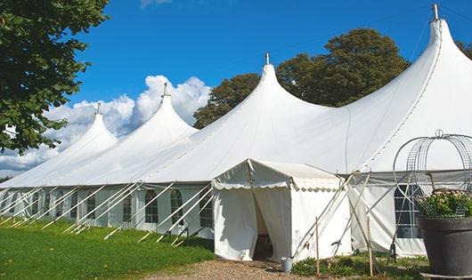 high-quality portable toilets stationed at a wedding, meeting the needs of guests throughout the outdoor reception in Mount Vernon